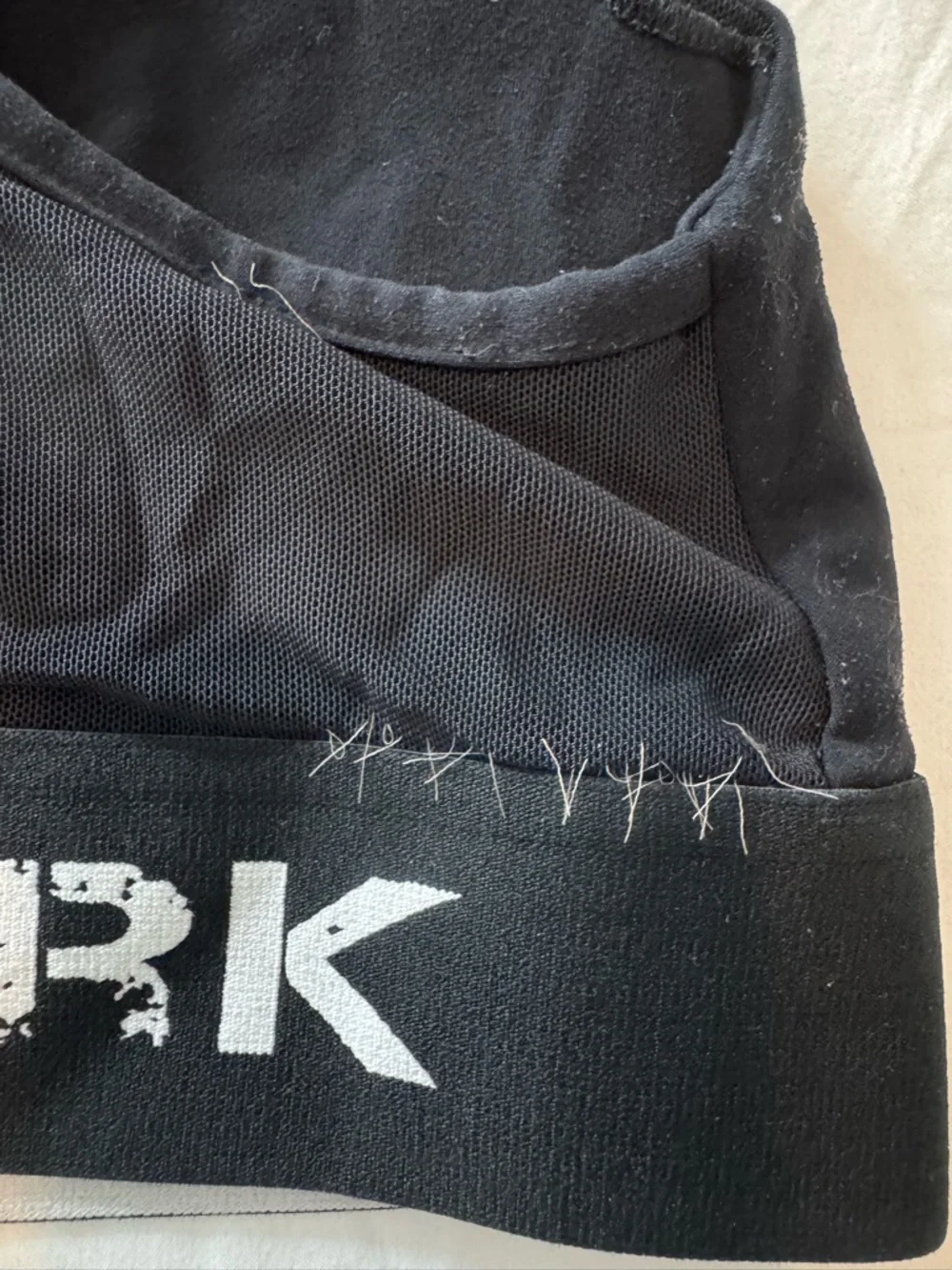 Gymshark Black Racerback Sports Bra with White Logo Band
